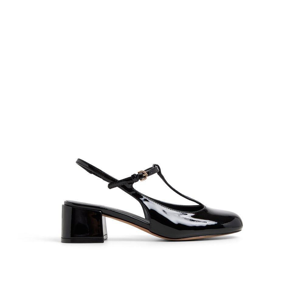 Call It Spring Glossy Black Block Heels